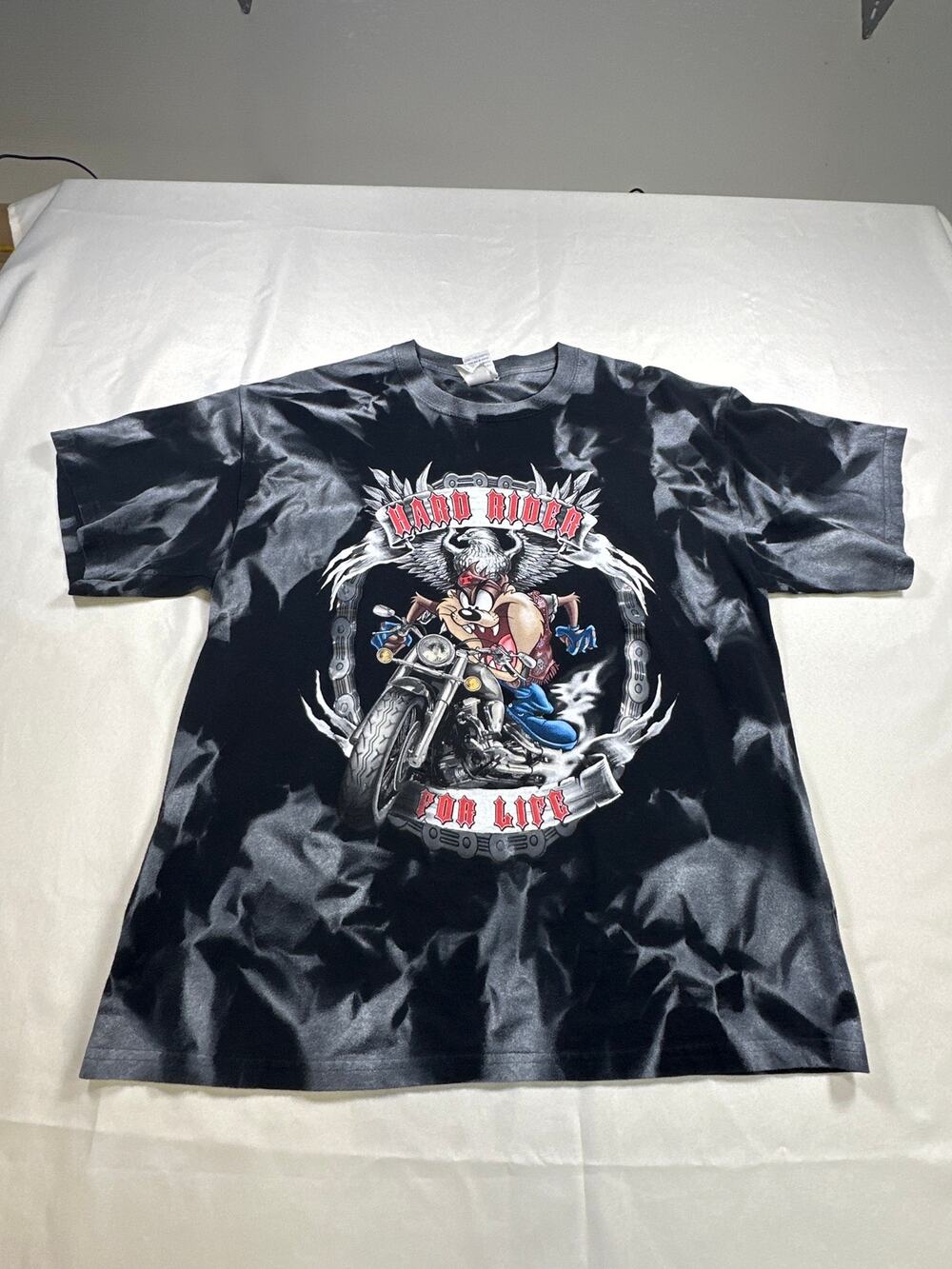 Vintage Looney Tunes Taz Motorcycle One Of A Kind Custom Biker T shirt Size XL